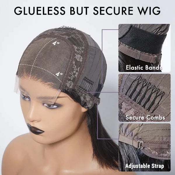 Straight Bob 13x4 HD Transparent Front Lace Glueless Wig