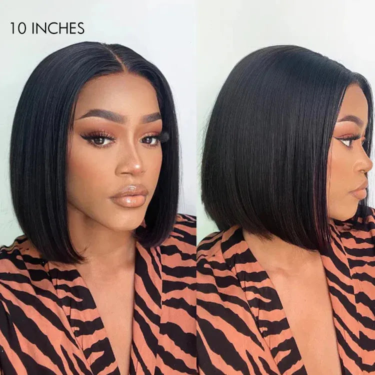 Straight Bob 13x4 HD Transparent Front Lace Glueless Wig