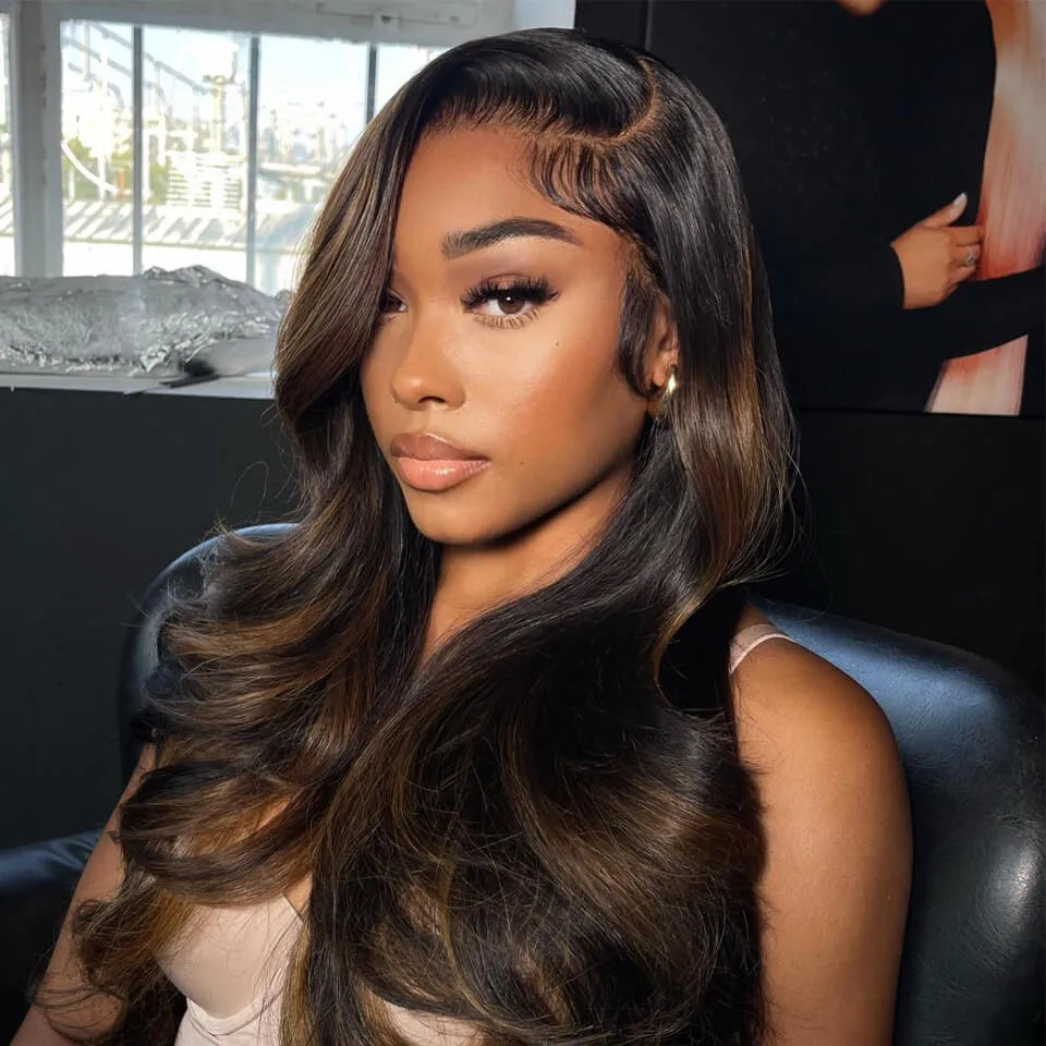 Highlight Brown Body Wave HD Lace Front Glueless Human Hair Wig