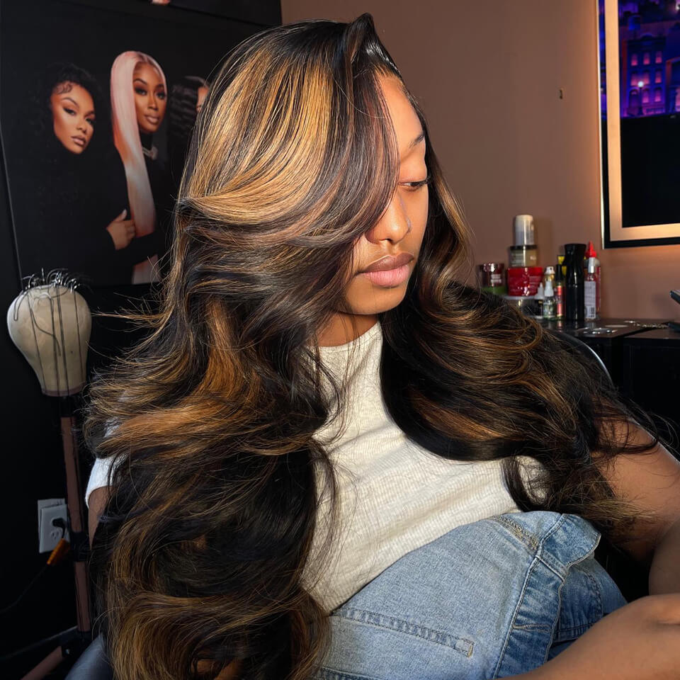 Highlight Brown Body Wave HD Lace Front Glueless Human Hair Wig
