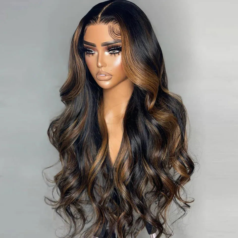 Highlight Brown Body Wave HD Lace Front Glueless Human Hair Wig