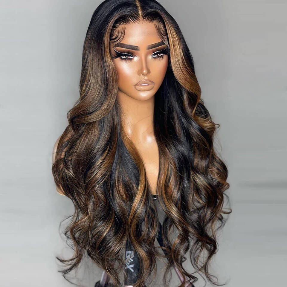 Highlight Brown Body Wave HD Lace Front Glueless Human Hair Wig