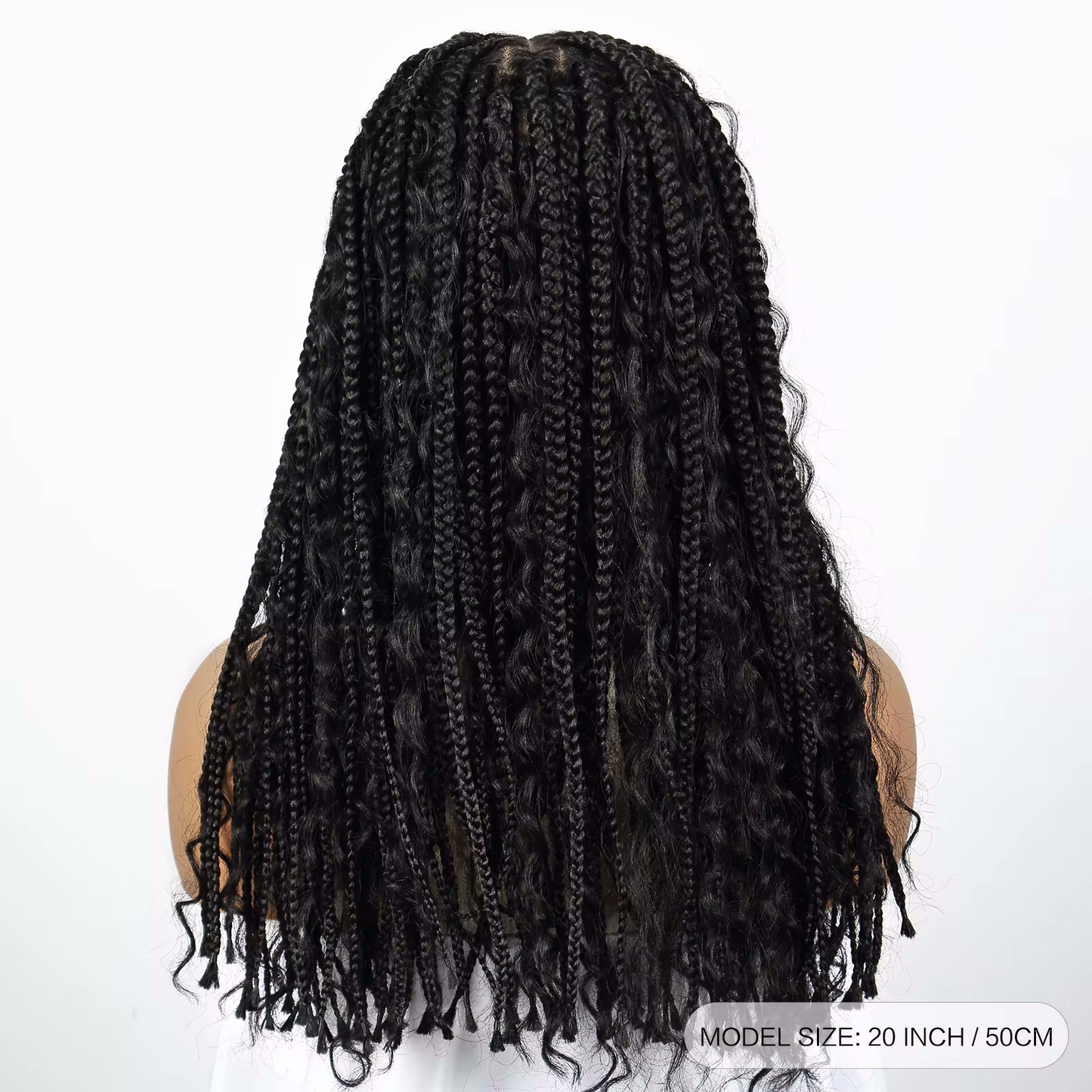 20 Inch Pre-cut Long Boho Braided Box 360 Full Lace Curly Synthetic Wig