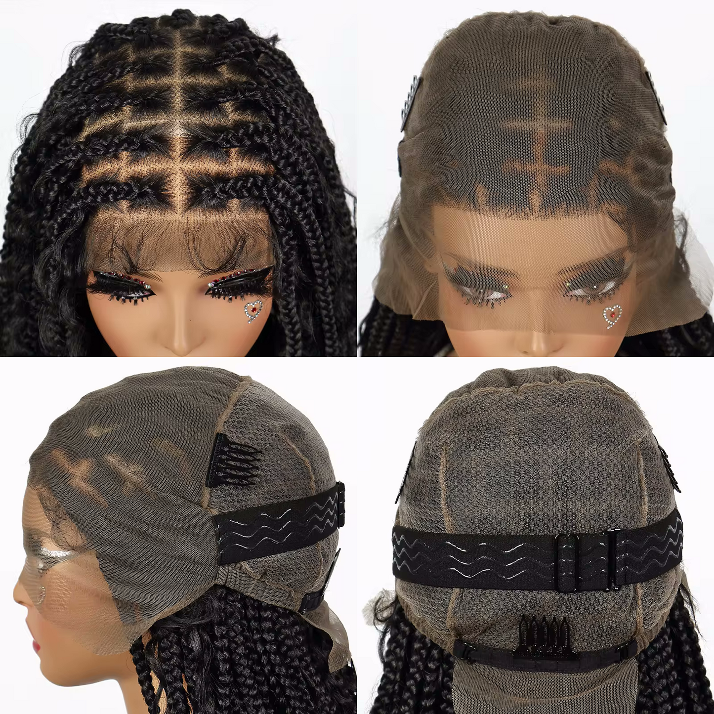 20 Inch Pre-cut Long Boho Braided Box 360 Full Lace Curly Synthetic Wig