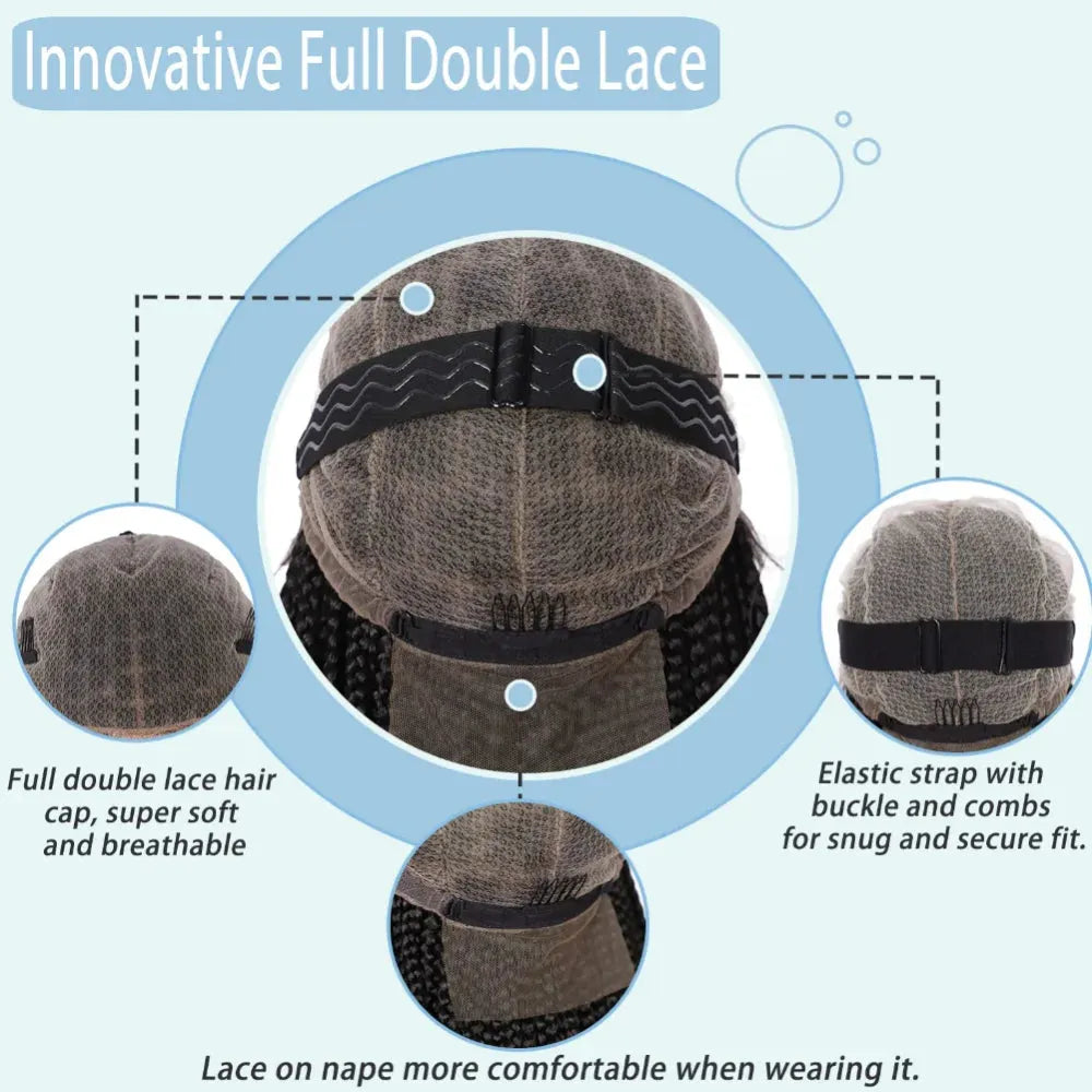 Straight Extra Long Braided Black 360 Full Lace Front Synthetic Wig