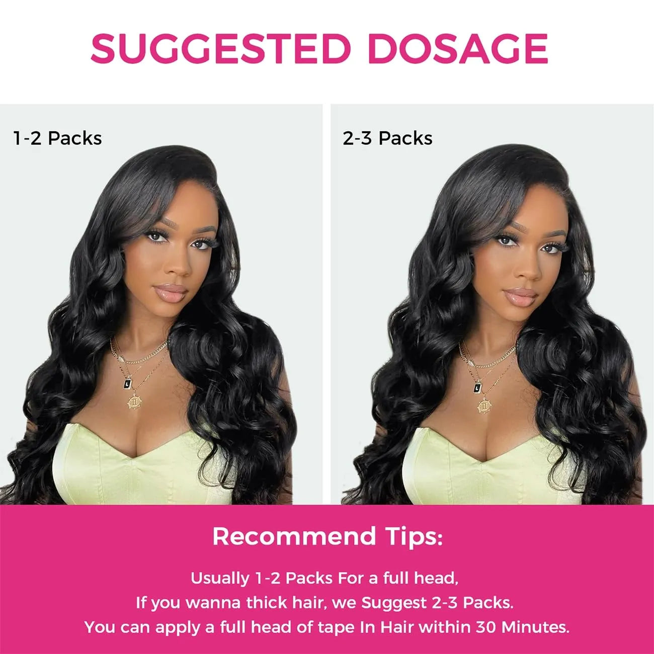 Body Wave Tape In Natural Black Hair Extension 100% Virgin Brazilian Human Hair