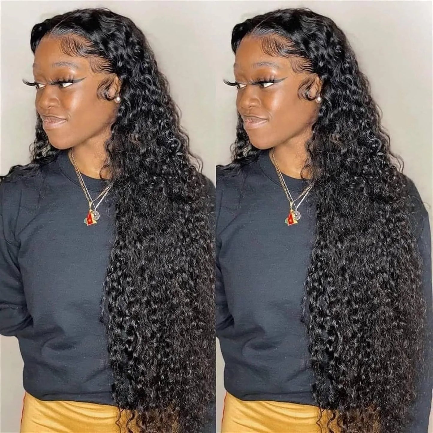 18-40 Inch Curly Deep Wave 13x4 HD/Transparent Front Lace Wig 100% Human Hair