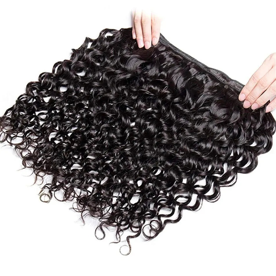 3pcs Jet Black Water Wave Bundles 100% Virgin Human Hair