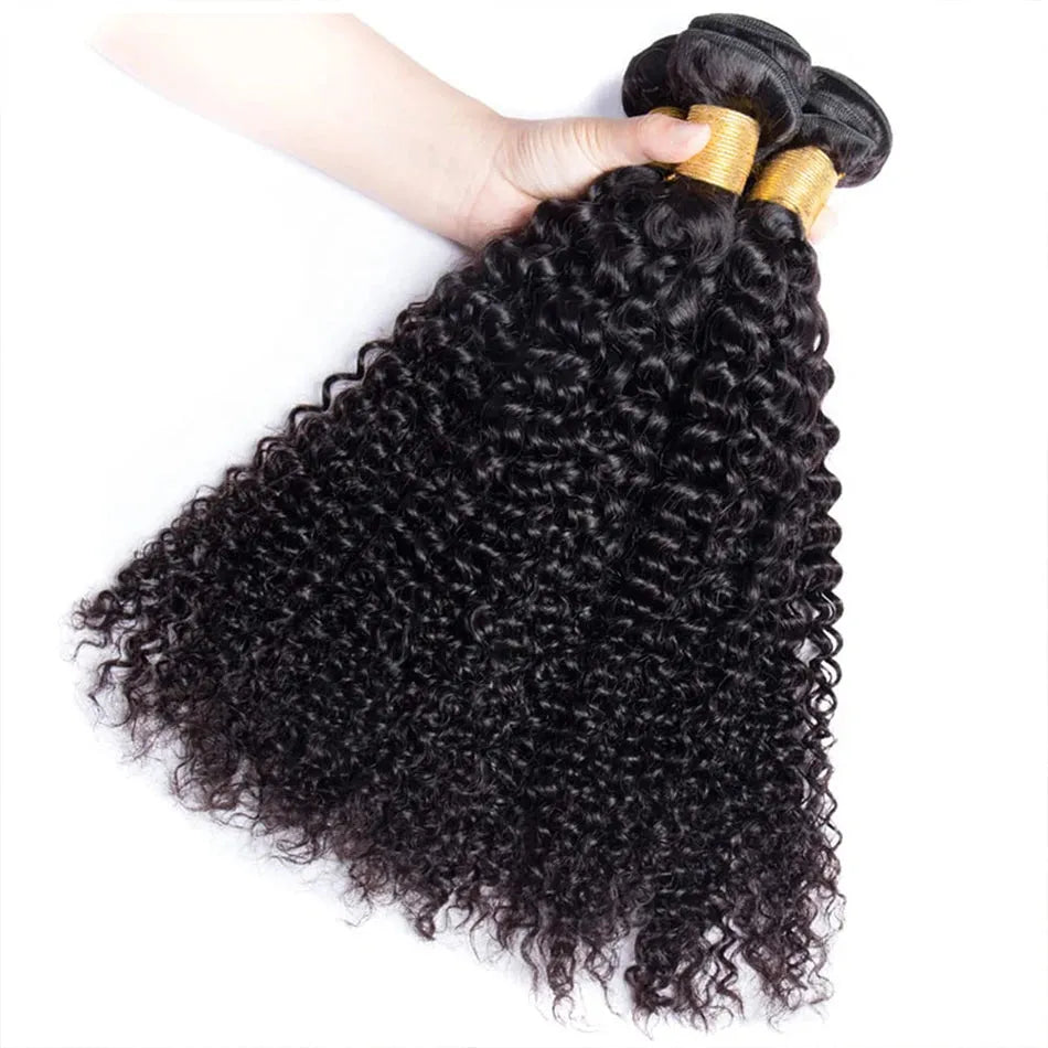 3pcs Natural Black Kinky Curly Bundles 100% Virgin Brazilian Human Hair