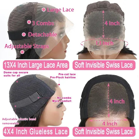 Perfect Deep Wave 4x4 Curly Transparent Lace Front Glueless Wig