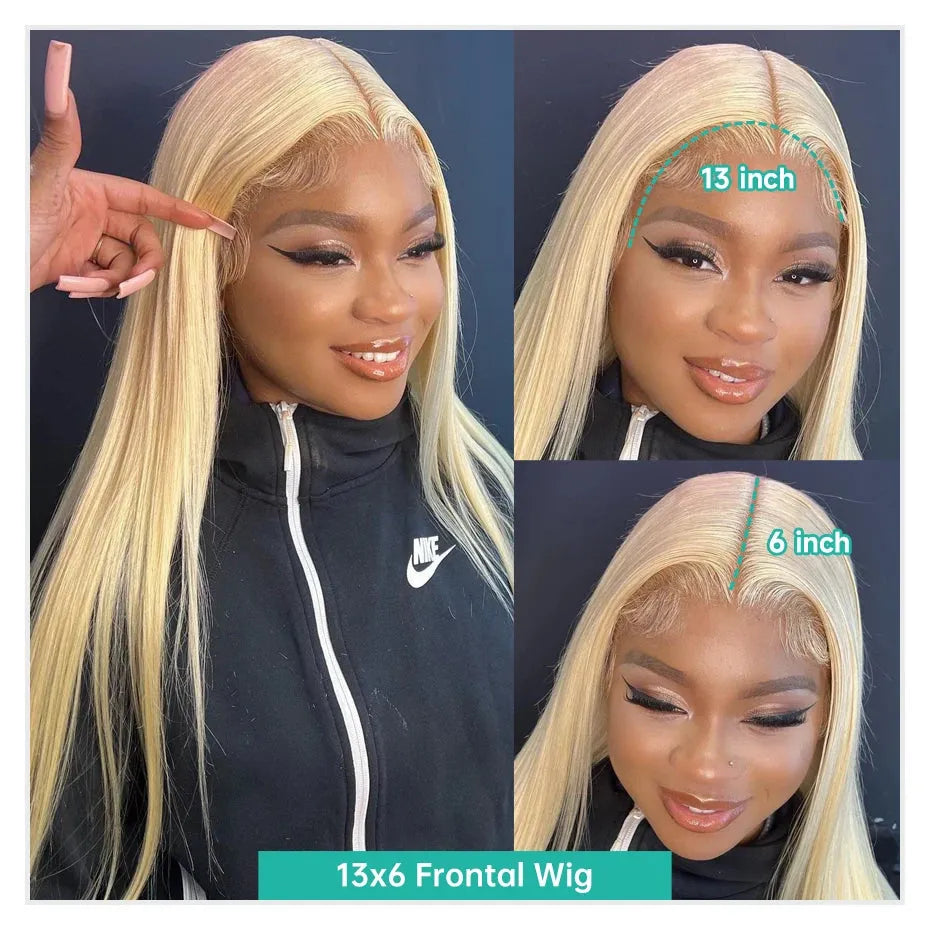Blonde 613 Straight HD Transparent Front Lace Wig 100% Human Hair