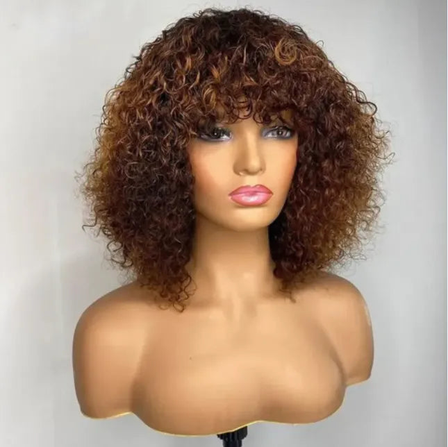 Water Wave No Lace Glueless Short Bob Wig With Bangs 100% Human Hair
