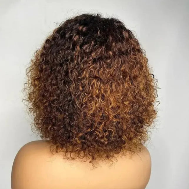 Water Wave No Lace Glueless Short Bob Wig With Bangs 100% Human Hair
