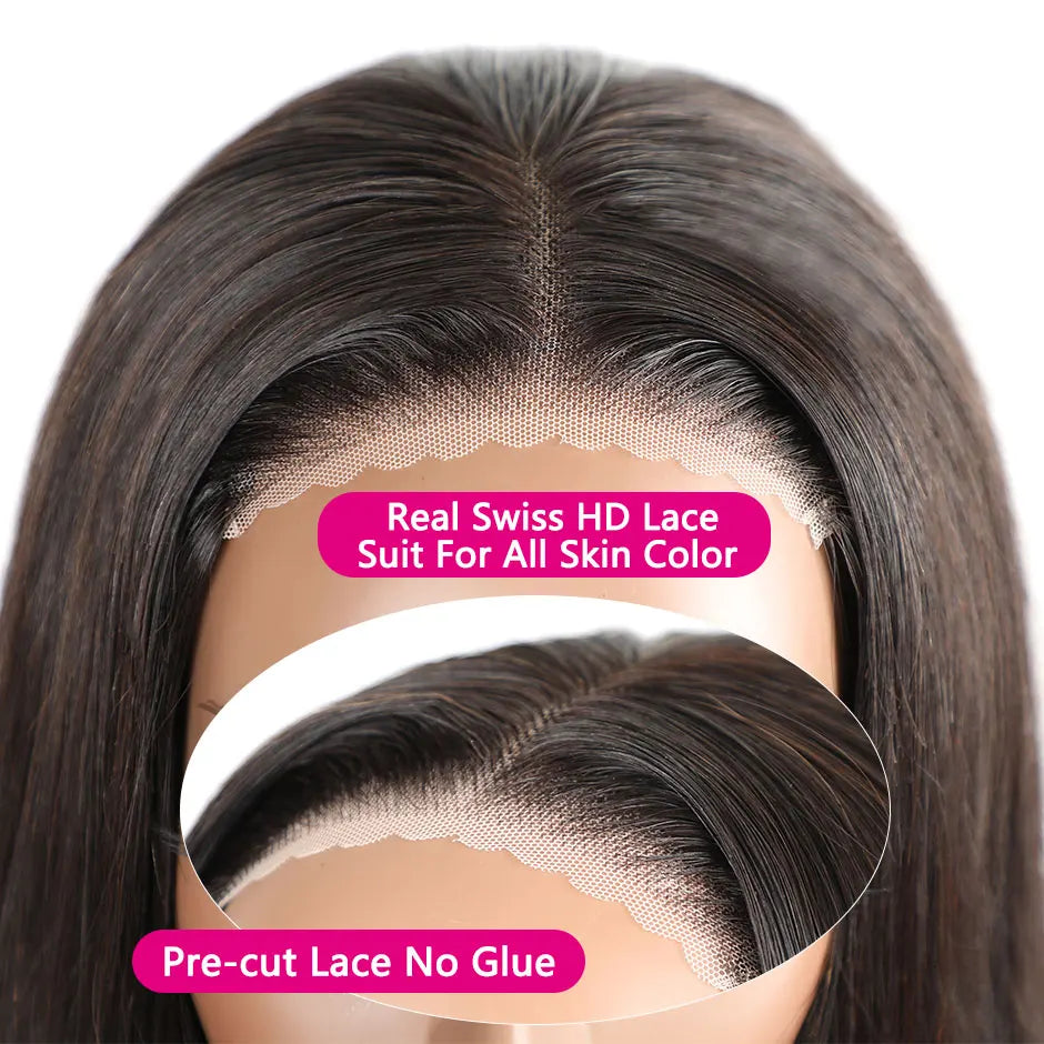 Wear and Go Straight Bob Transparent and Pre-cut 4x4 Lace Closure Glueless Wig