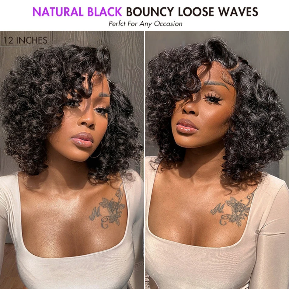 Wear & Go Ginger / Black Loose Deep Wave Minimalist HD Lace Glueless Wig