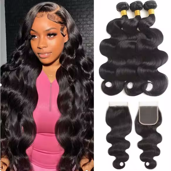 4pcs Brown/Ombre/Blonde Body Wave Bundles With HD Lace Closure