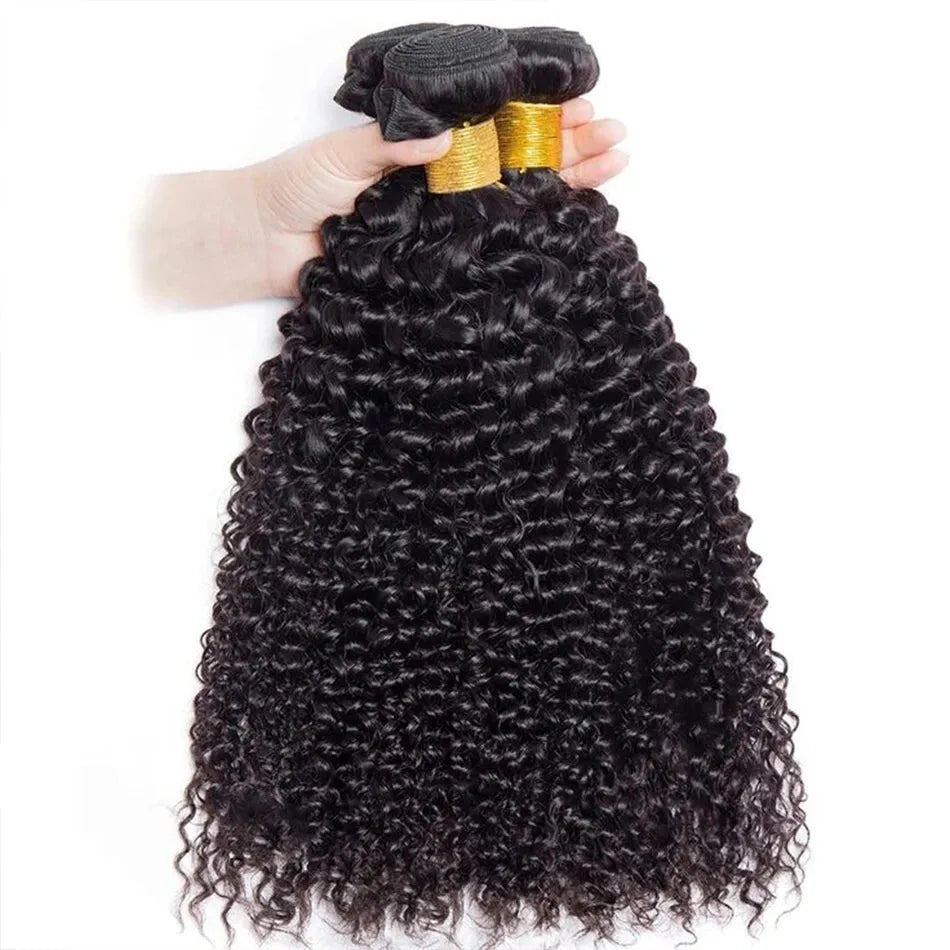3pcs Natural Black Kinky Curly Bundles 100% Virgin Brazilian Human Hair