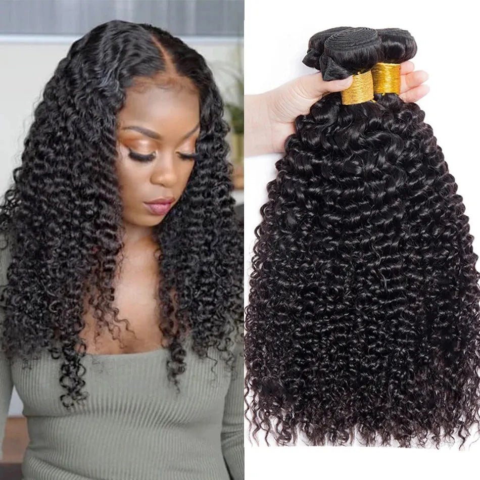 3pcs Natural Black Kinky Curly Bundles 100% Virgin Brazilian  display picture 1