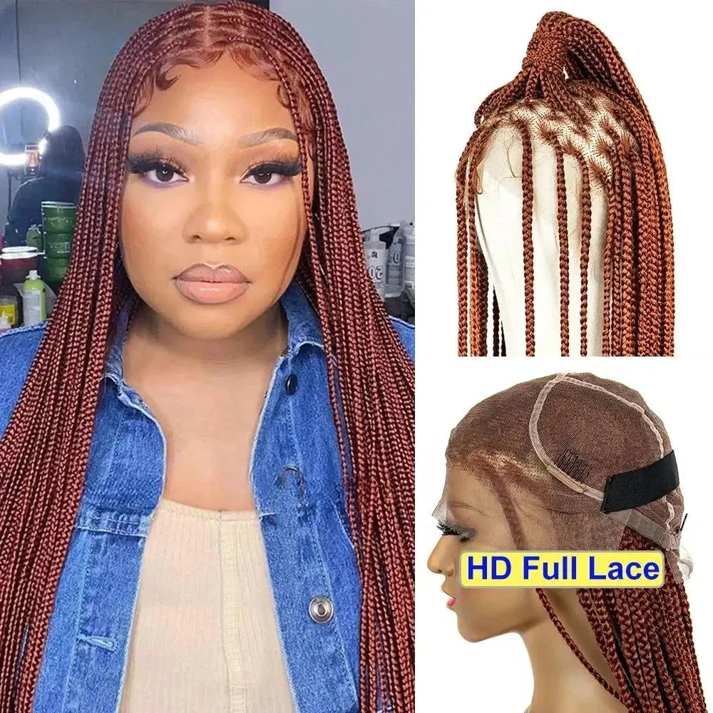 Extra Long Braided Ginger 360 HD Full Lace Front Synthetic Wig