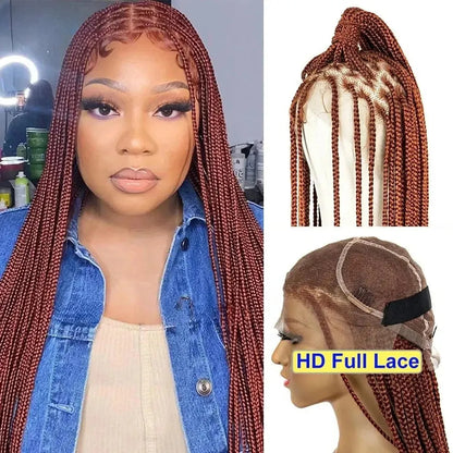 Extra Long Braided Ginger 360 HD Full Lace Front Synthetic Wig