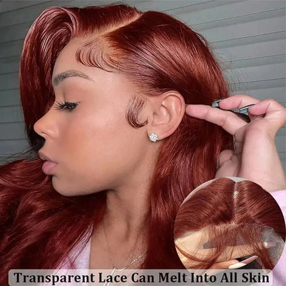 Pre-Сut Reddish Brown Body Wave 4x4 Lace Closure Glueless Wig