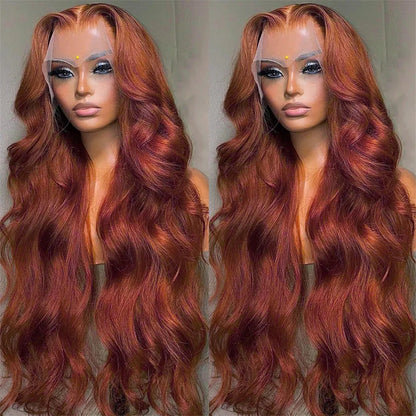 Pre-Сut Reddish Brown Body Wave 4x4 Lace Closure Glueless Wig