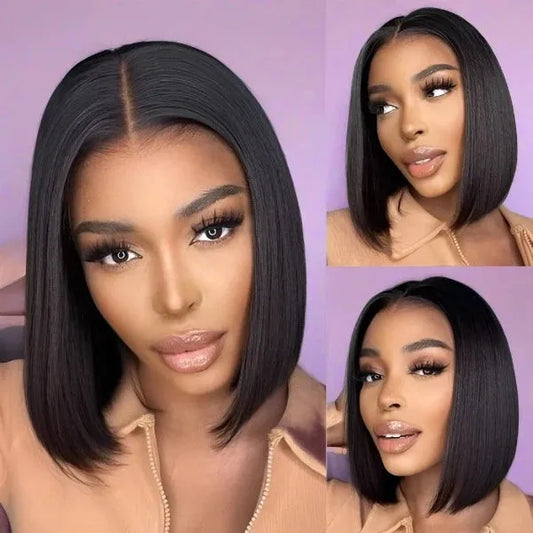 Straight Bob 13x4 HD Transparent Front Lace Glueless Wig