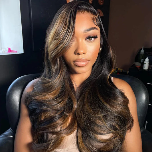 Highlight Brown Body Wave HD Lace Front Glueless Human Hair Wig