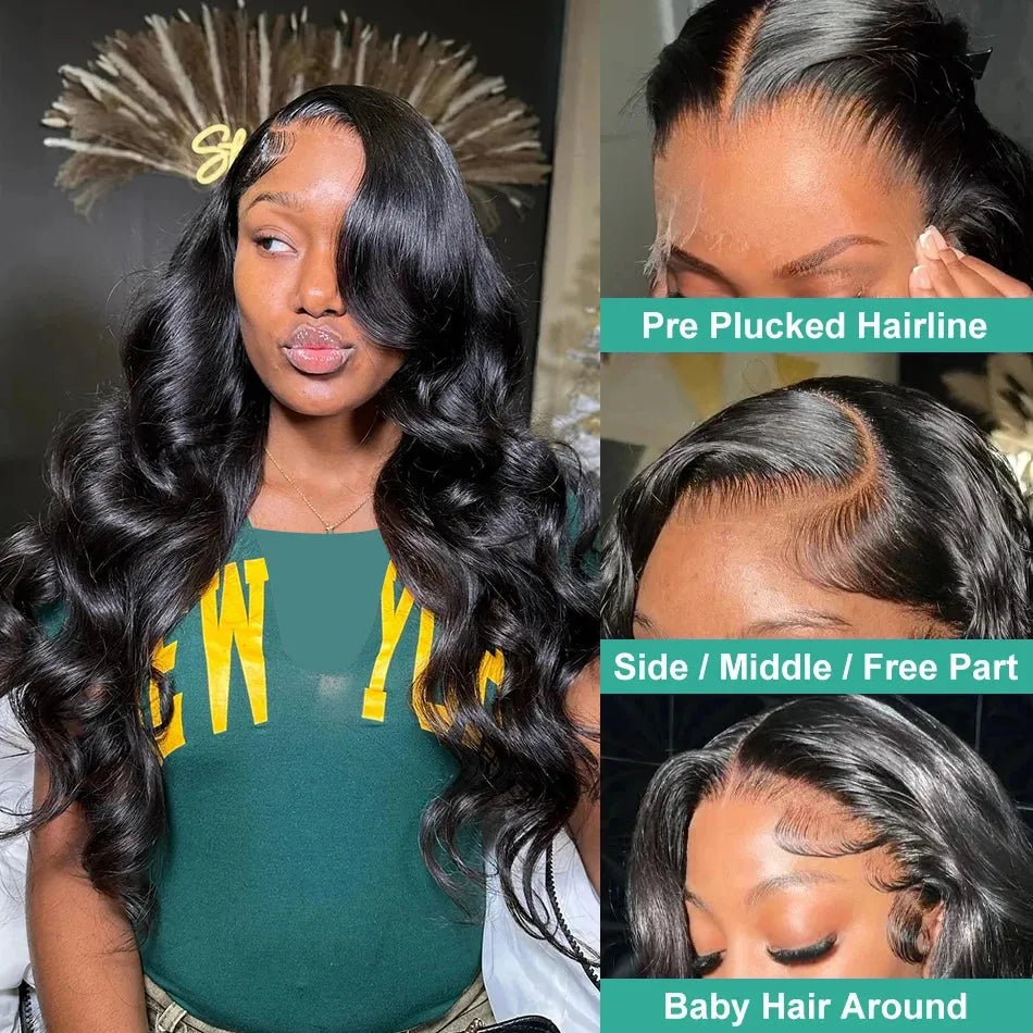 Shiny Body Wave 5x5 Glueless/13x4 HD Front Lace Human Hair Wig 180% Density