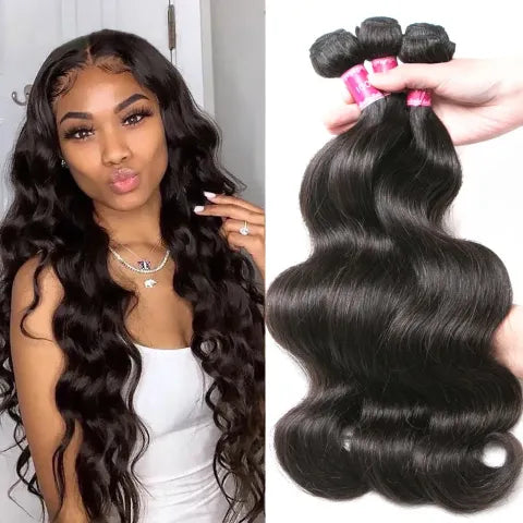 3pcs Jet Black Body Wave Bundles 100% Virgin Brazilian Human Hair