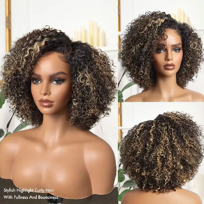 Wear & Go Highlight Honey Blonde Kinky Curly Deep Wave Minimalist HD Lace Glueless Wig