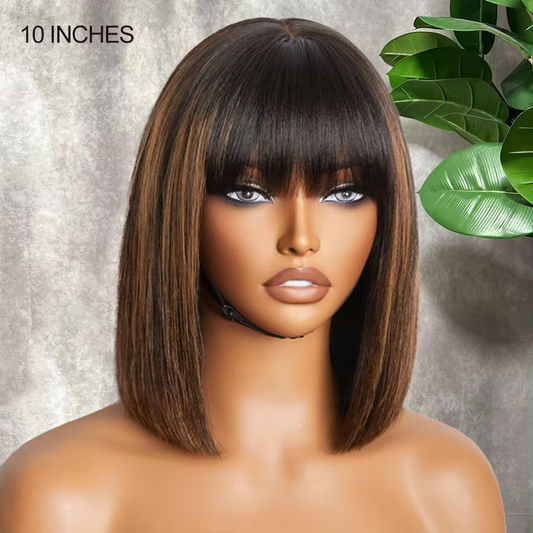 Wear & Go Highlight Straight Minimalist HD Lace Glueless Short Bob Wig with Bangs