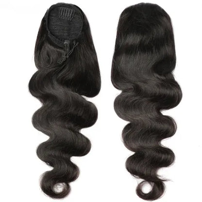 Body Wave Drawstring Ponytail Clip In Remy Human Hair Extension