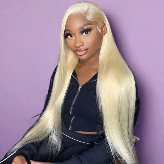 Blonde 613 Straight HD Transparent Front Lace Wig 100% Human Hair