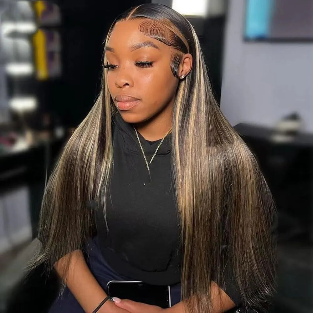 PrePlucked Straight Highlight Blonde 13x4 HD Front Lace Wig