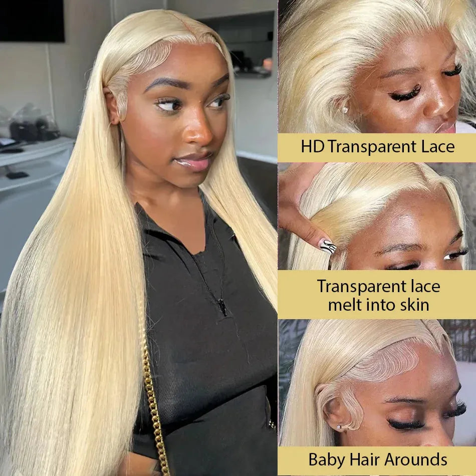 18-40 Inch 613 Blonde Straight 13x4 HD/Undetectable Lace Front Wig