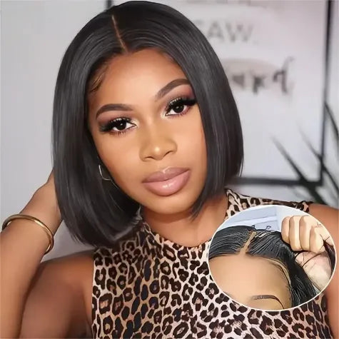 Wear and Go Straight Bob 4x4 Transprent Lace Closure Glueless Wig