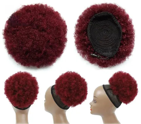 Afro Puff Drawstring Ponytail Short Curly Human Hair Extension