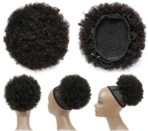 Afro Puff Drawstring Ponytail Short Curly Human Hair Extension