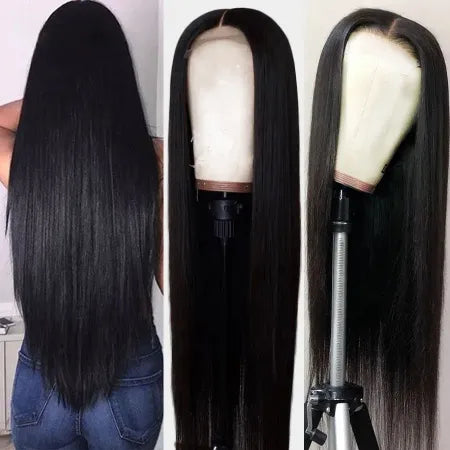 Pre-Cut Straight 13x6 HD Transparent Front Lace Glueless Wig Human Hair