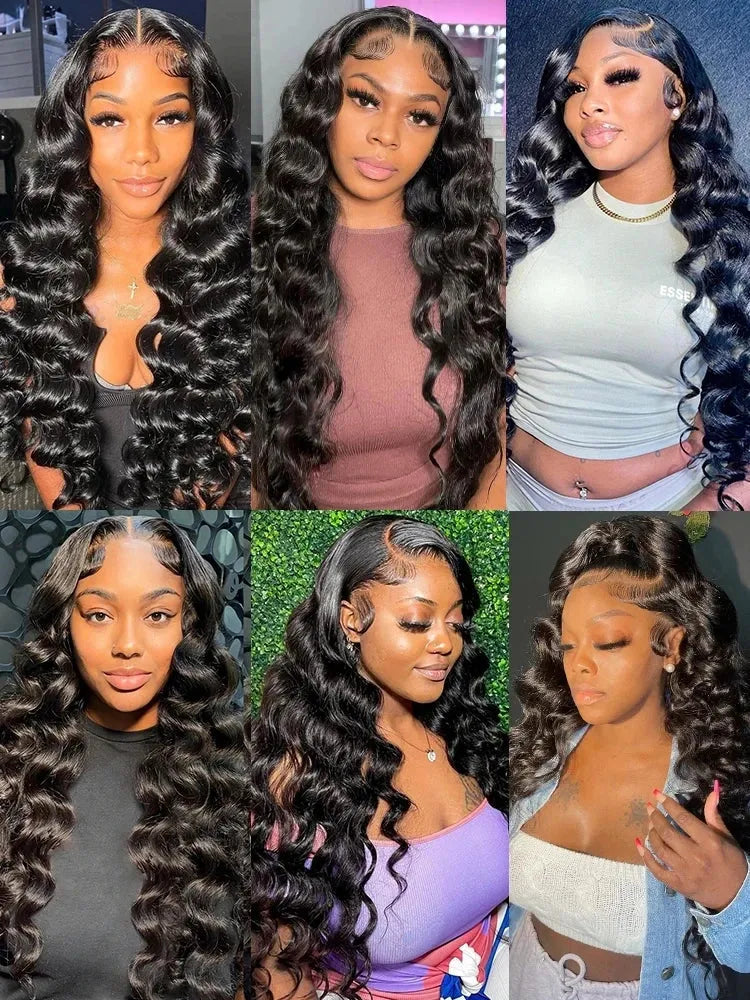 Natural Loose Deep Wave 13x4 HD Lace Front Wig Human Hair Pre Plucked With Baby Hair