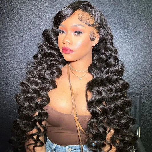 Natural Loose Deep Wave 13x4 HD Lace Front Wig Human Hair Pre Plucked With Baby Hair