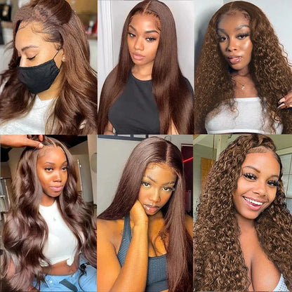 Chocolate Brown Body Wave Lace Front Glueless Wig 100% Virgin Human Hair