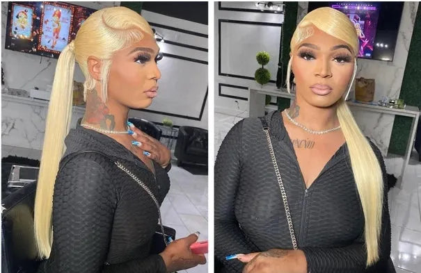 Blonde 613 Straight HD Transparent Front Lace Wig 100% Human Hair