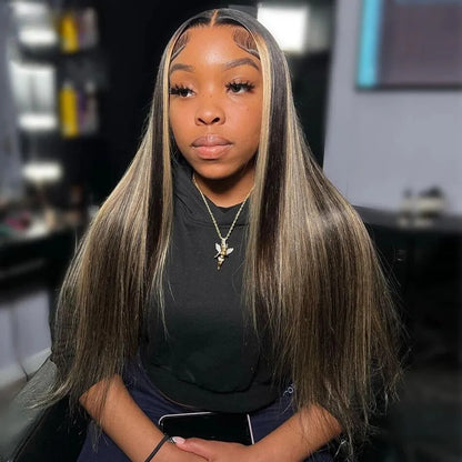 PrePlucked Straight Highlight Blonde 13x4 HD Front Lace Wig