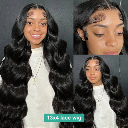 Shiny Body Wave 5x5 Glueless/13x4 HD Front Lace Human Hair Wig 180% Density