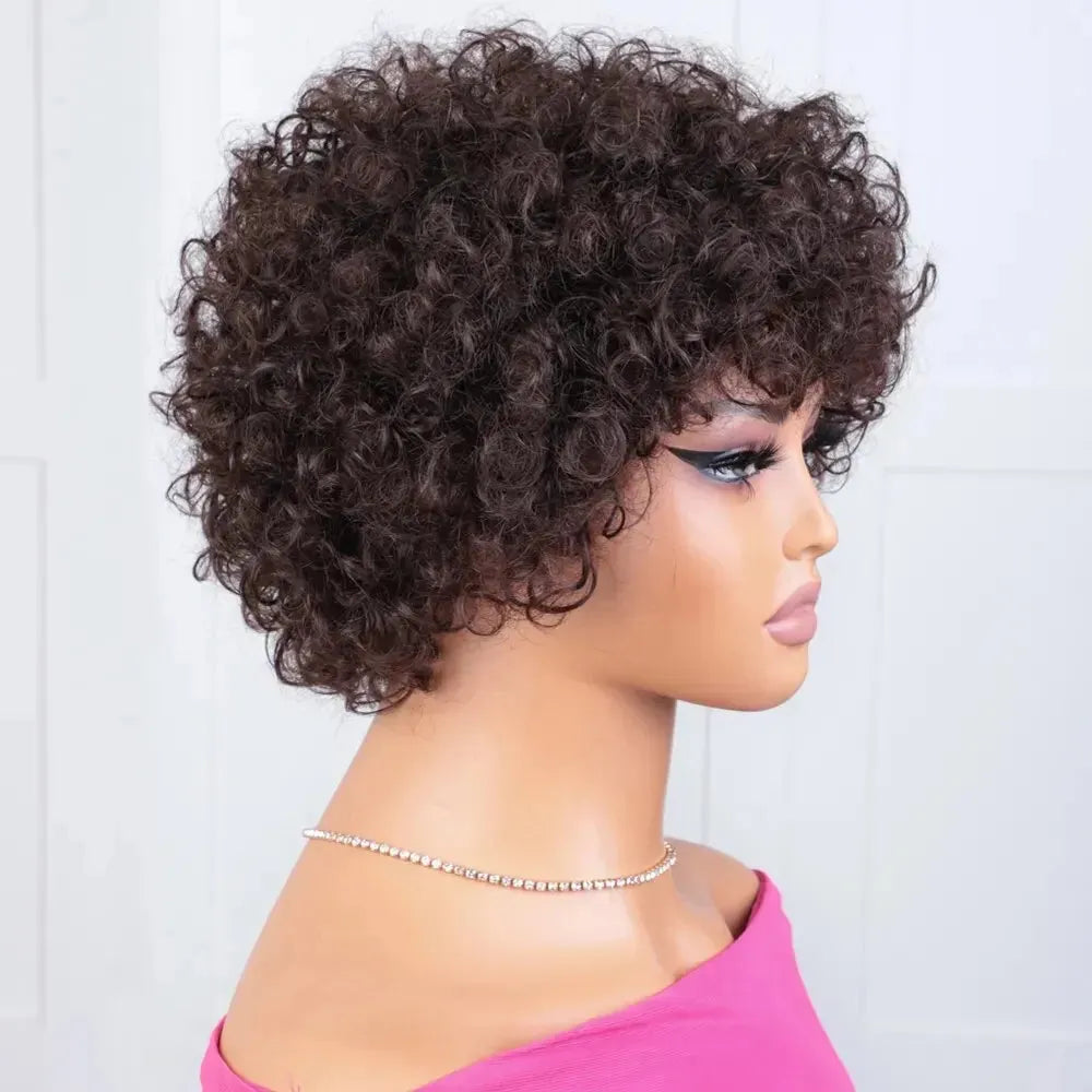 Wear and Go Kinky Curly Minimalist Lace Wig With Bangs 100% Remy Human Hair