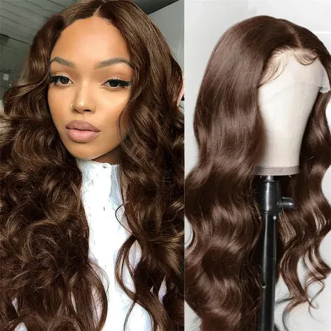 Chocolate Brown Body Wave 13x4 HD Pre-Cut Lace Front Lace Wig