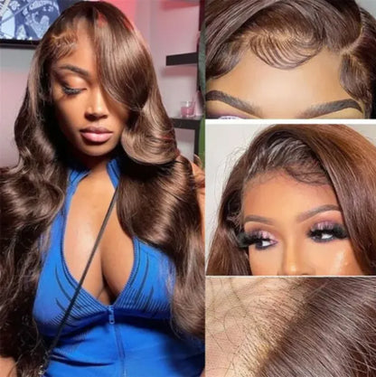 Chocolate Brown Body Wave 13x4 HD Pre-Cut Lace Front Lace Wig