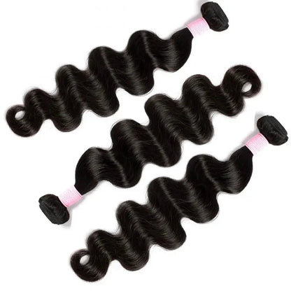 3pcs Natural Black Body Wave Bundles 100% Virgin Brazilian Human Hair